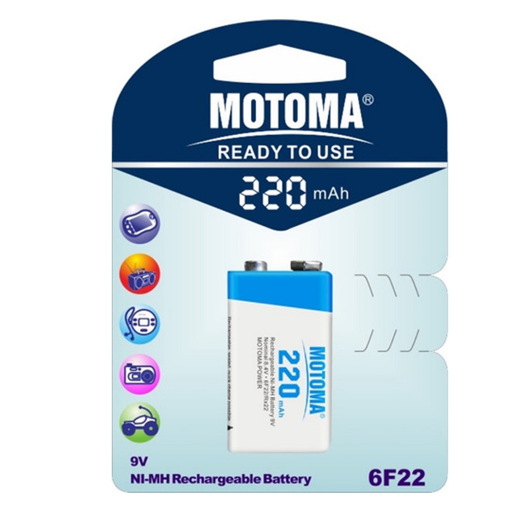 BAT REC 9V 220MAH MOTOMA 6F22
