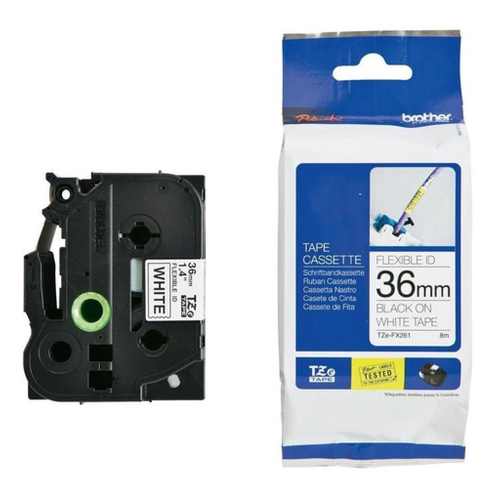 CINTA BROTHER TZE-FX261 36MM N/B FLEXIBLE